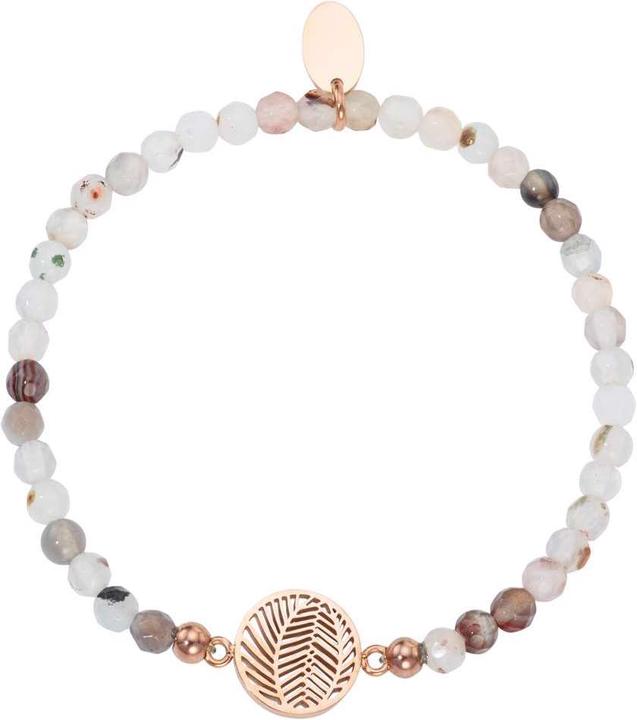Bijouteria Armband (17 cm, Achat, Edelstahl, PVD Beschichtung (goldfarbig))