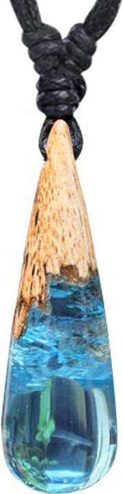 Star Piercing Halskette schwarz Anhänger Kegel höhle Epoxy blau aus Tamarind Holz (ohne Messing, Organisch)