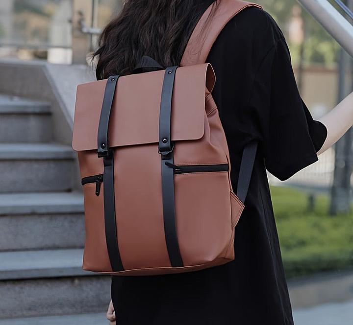 Immagine prodotto Only-Bags.Store Zaino in pelle PU, zaino impermeabile per la scuola, zaino monocolore per uomini e donne