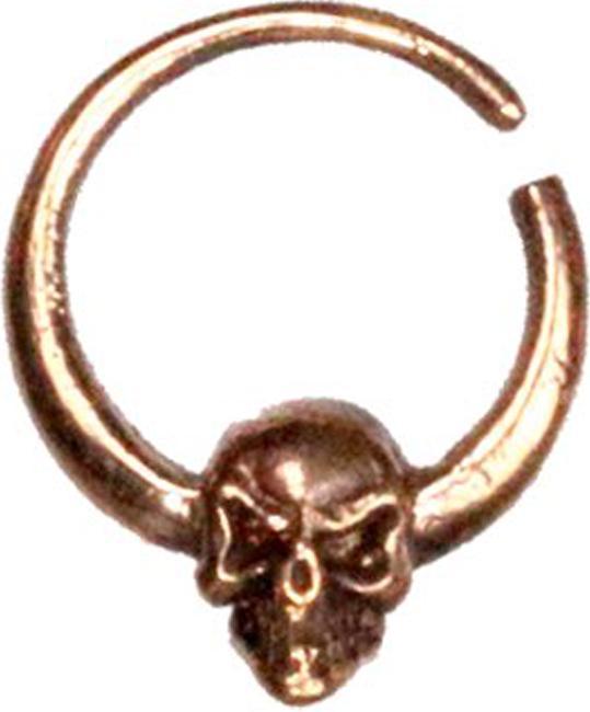 Star Piercing Micro Piercing Ring rosegold mit Totenkopf (ohne Messing, Bronze)