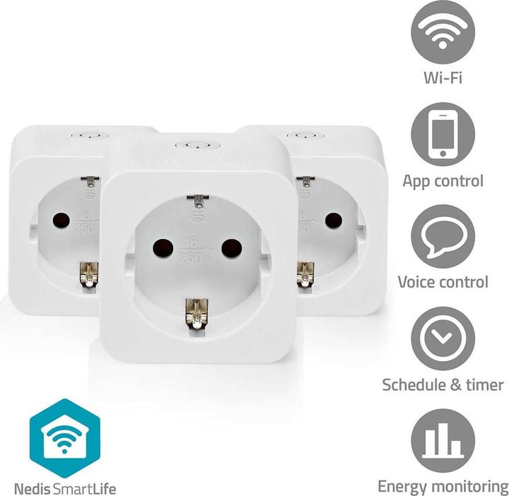 Image du produit Nedis SmartLife Smart Plug | Wi-Fi | Mesureur de puissance | 3680 W | Type F (CEE 7/7) | 0 - 55 °C | An
