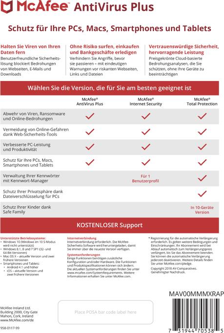 Image du produit McAfee AntiVirus Plus (10 Utilisateur, 12 mois)