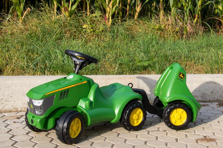 Productafbeelding Rolly Toys Babyglijbaan Minitrac John Deere 6150R + Aanhangwagen rollyMinitrac