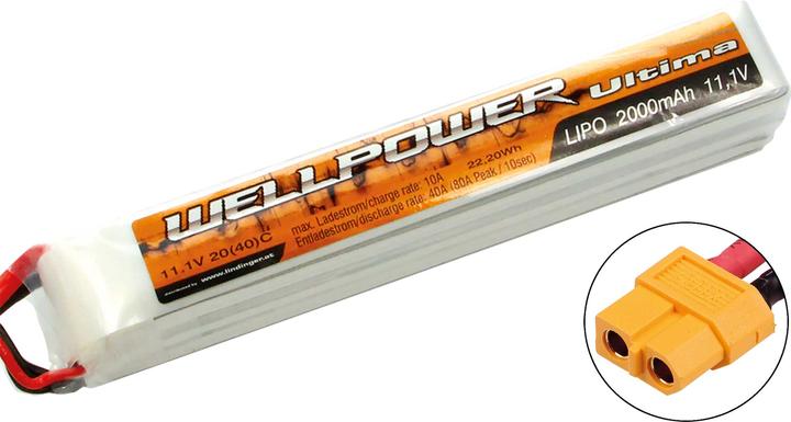 Produktbild Wellpower lipo akku ultima 2000 mah / 11,1 volt 3s "slim" 20/40c xt-60 (11.10 V, 2000 mAh)