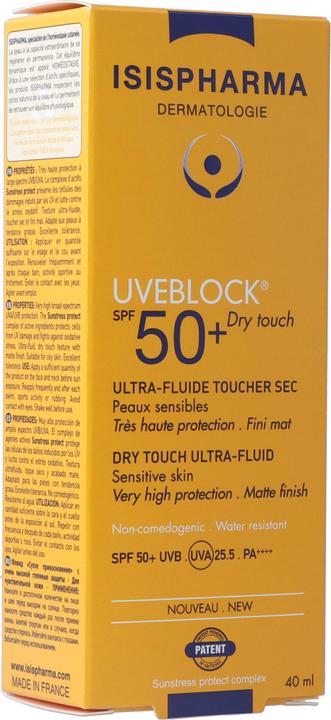 Actual product image Isispharma Uveblock Dry Touch Spf 50+ Invisible (Suntan cream, SPF 50, 40 ml)