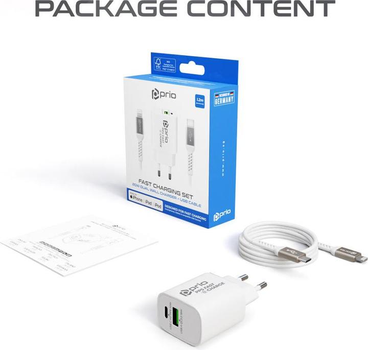 Produktbild prio Mfi Set (20W Dual Wall Charger + Lightning Kabel) weiss (15 W)