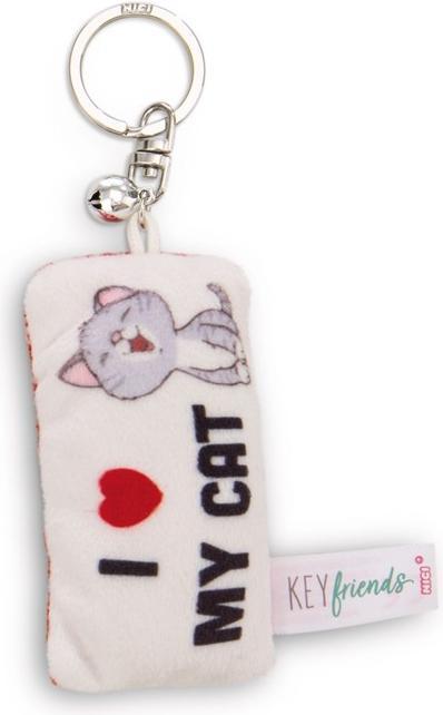 Actual product image Magni NICI Schlüsselanhänger Mini Plüschkissen I love my cat mit Glöckchen 8cm