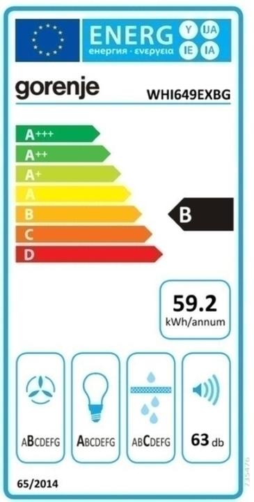 Label énergétique Gorenje WHI649EXBG (Hotte murale)