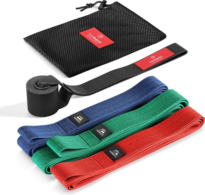 BeMaxx Sports Pull-Up Band Textile, Set of 3 (Fort, Moyen, Léger)