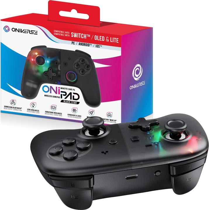 Image du produit Oniverse Contrôleur Bluetooth pour Nintendo Switch / PC / IOS / Android - Black Star (Switch)