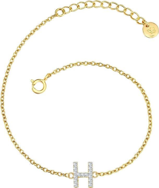 Glanzstücke München Damen Buchstabe H Sterling Silber Zirkonia Gelbgold 17,0 cm Basislänge + 3,0 cm Verlängerung - 32096 (17 cm, Sterling Silber)
