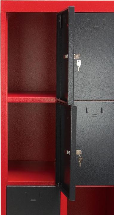 Produktbild Dema Schliessfachschrank Umkleideschrank Wertfachschrank Spind 12 Fächer rot/anthrazit (88 cm, 180 cm)