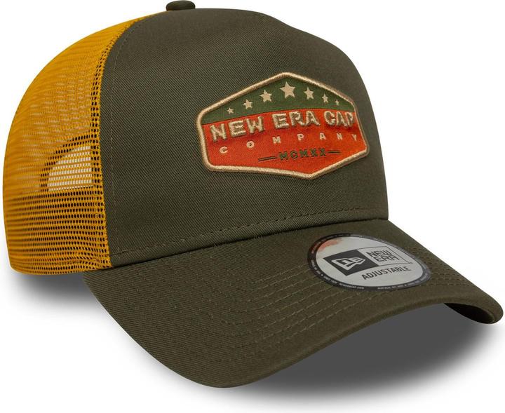 Actual product image New Era A-Frame Mesh Trucker Cap - Brand Patch Oliv (One size)