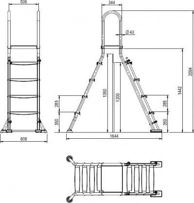 Actual product image Astral Pool Ladder for above-ground swimming pool made of stainless steel 1m35 Astral