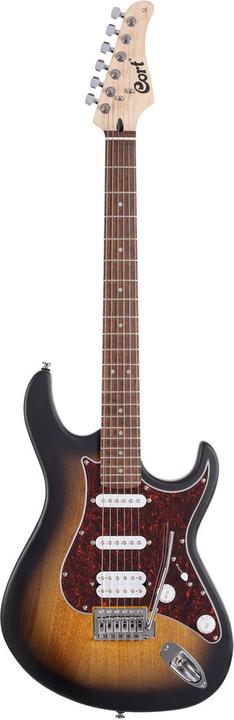 Cort Guitars Cort G110 Open Pore Sunburst (Electric guitar, GEKOAT ELEKTRONICRONSOGERSULTER: 1x volume, 5-way element switch, Populier (Poplar), Tets, 1x sound, Jatobatoets, HALSPEN : JA HardwareBrug: Vintage 6-Punts, 22top, Tremoloafwerking hardware: Verchroomdstem, Mechanieken: Gesloten Oliebadslagplaat: 3-Laags Tortoise-Stijlsnaren)