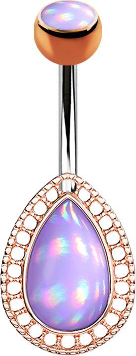 Star Piercing Banane rosegold Tropfen mit Epoxidstein violett (Chirurgenstahl 316L, Messing)