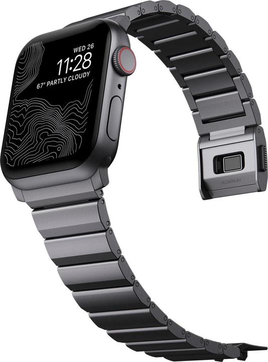 Actual product image Nomad Bracelet Aluminium Apple Watch Gray (21.5 mm, Aluminium, Stainless steel 316, grade N52 magnet)