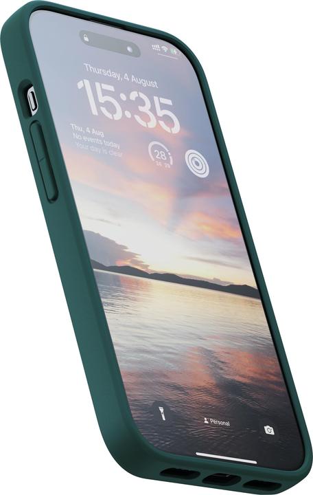 Actual product image Njord Hard Cover Salm.Leather Magsafe Case Dark Green (Apple iPhone 15)