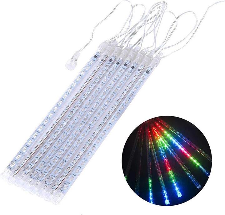 Produktbild Maclean MCE411 LED Solar Lichterkette 144 LED RGB Batterie IP44 Eiszapfen Weihnachtsbaum (2.40 m)