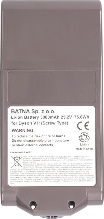 Actual product image Extralink Battery Dyson hoover V11 screw type 25.2V 3000mAh