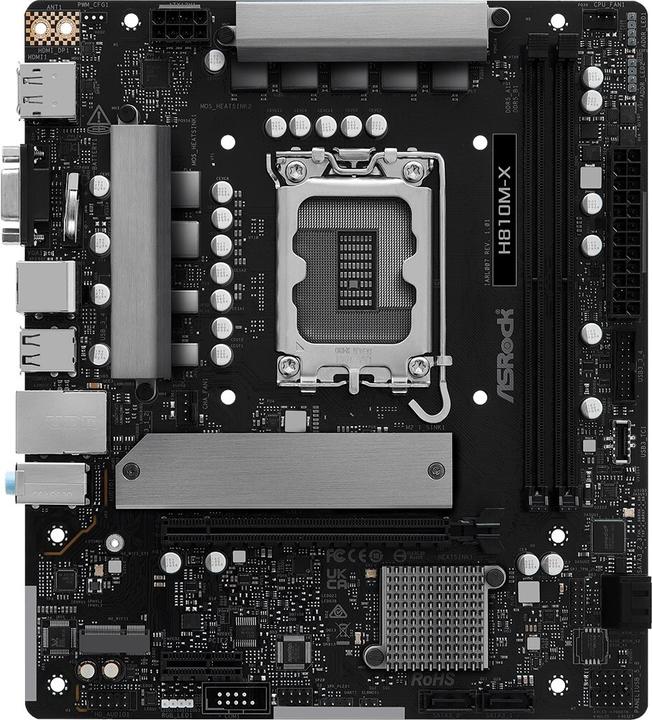 Actual product image AsRock MB Intel 1851 H810M-X (Socket S1, Intel H810, mATX)