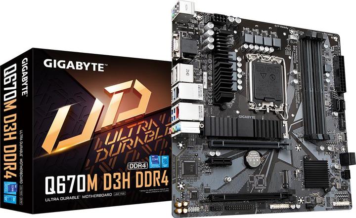 Actual product image Gigabyte Q670M D3H DDR4 motherboard Intel Q670 LGA 1700 micro ATX (LGA 1700, Intel Q670, mATX)