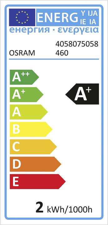 Energy Label Osram Star A DécorColor (E27, 2 W, 235 lm, 1 x, G)