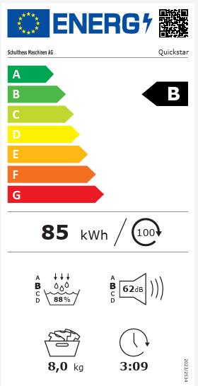 Energie-Label Schulthess Quickstar (8 kg, Rechts, CH-Stecker)