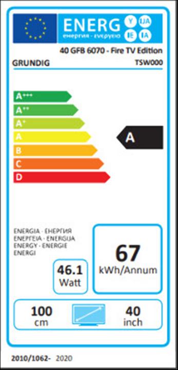 Etichetta energetica Grundig 40 GUB 6070 Fire TV (40", LED, Full HD)