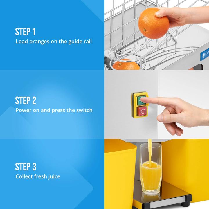 Produktbild Royal Catering Elektrische Orangenpresse halb automatisch 120 W 20 Orangen/min Zitruspresse