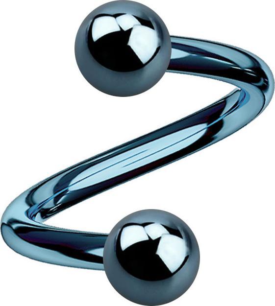 Image du produit Star Piercing Micro Spirale bleu clair avec deux boules (sans laiton, Titane G23)