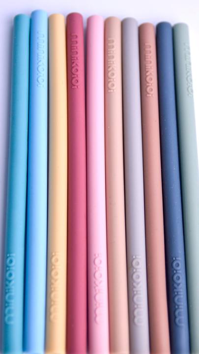 Immagine prodotto Minikoioi Flexi Pailles - 3 pz. & Brosse - Gris Poudre - Paille en silicone réutilisable avec brosse