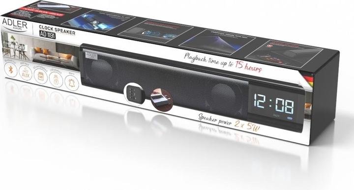 Produktbild Adler AD 1191 Clock Speaker, Black (15 h, Akkubetrieb, Stromversorgung über USB)