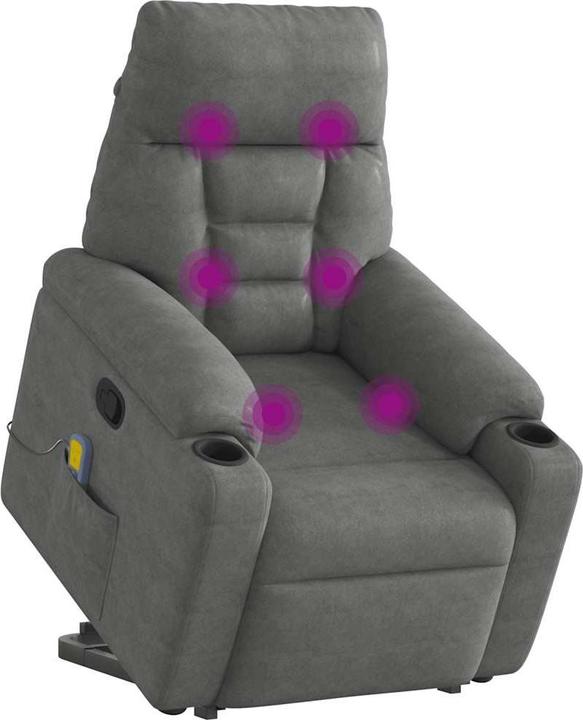 Immagine prodotto VidaXL Poltrona massaggiante con ausilio stand-up in tessuto microfibra grigio scuro Poltrona relax