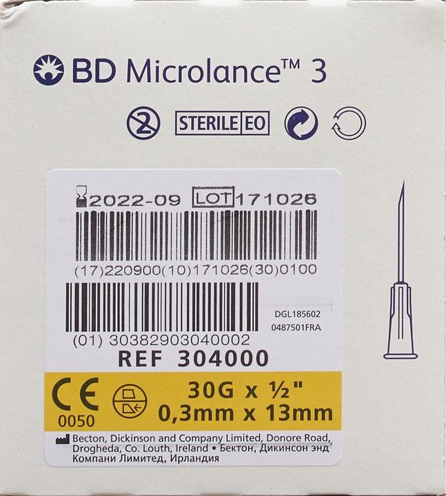 Immagine prodotto BD Microlance 3 Cannula per iniezione 0,30x13mm giallo 100 pz.
