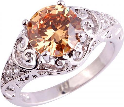 Hermex versilberter Ring mit Morganit / Zirkonia - Gr. 57 / Size 8 (57)