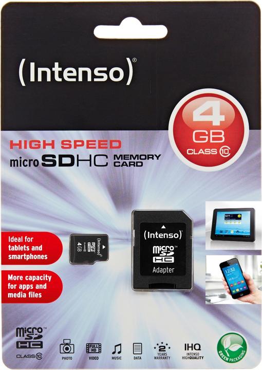 Actual product image Intenso microSD Class 10 (4 GB, microSDHC, U1)