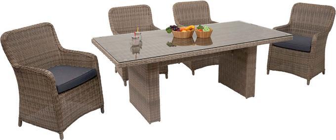 Produktbild Swisshandel24 2x Poly-Rattan Stuhl, Rattanstuhl Gartenstuhl Korbsessel, Spun Poly halbrundes Rattan beige Kissen g