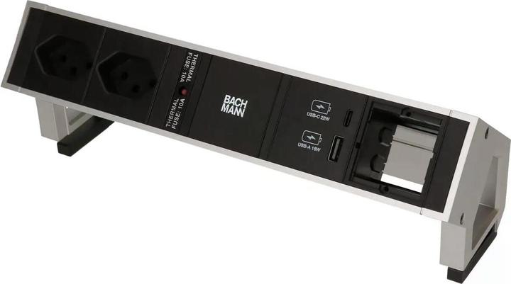 Produktbild Bachmann Tischsteckdosenleiste DESK 2, 2x T13, 1x USB A/C, 1x Leer (2 x, Typ 13, 0.20 m)