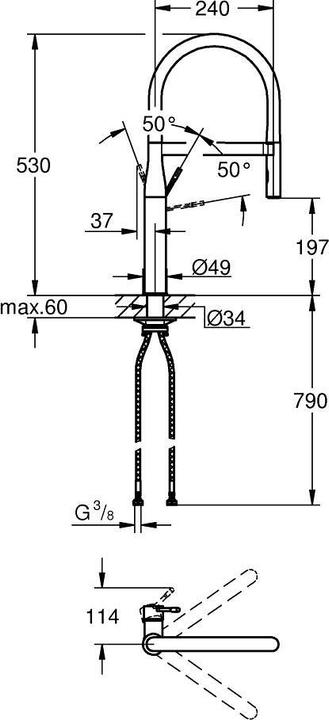 Actual product image Grohe Kitchen mixer with flexible spout Essence cool sunrise glossy 30294