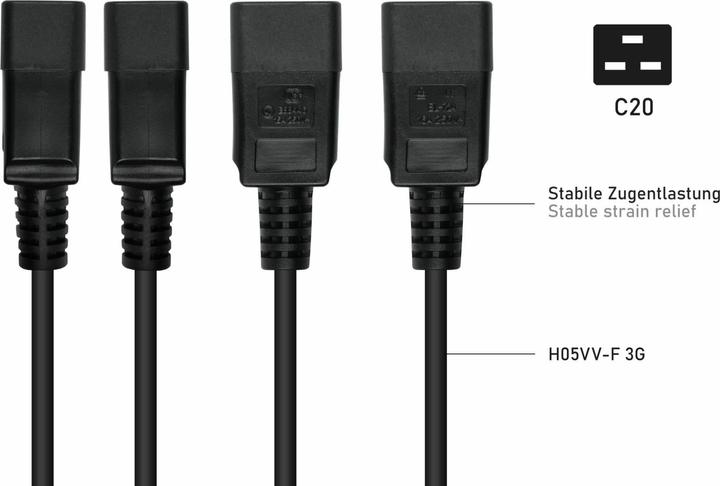 Actual product image Kabelmeister Power extension C20 to C13 black 3m (3 m, C20, C13)