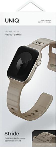Produktbild Uniq pasek Stride Apple Watch Series 1/2/3/4/5/6/7/8/9/SE/SE2 38/40/41mm FKM Rubber Strap khaki/pale (Kunststoff)