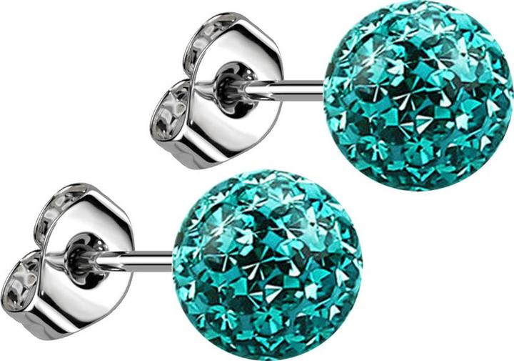 Star Piercing Ohrstecker silber mit Kristall Kugel türkis Epoxy Schutzschicht (Chirurgenstahl 316L, ohne Messing)