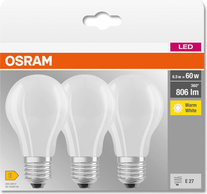 Immagine prodotto Osram Base LED Classsic A (E27, 7 W, 806 lm, 3 x, E)