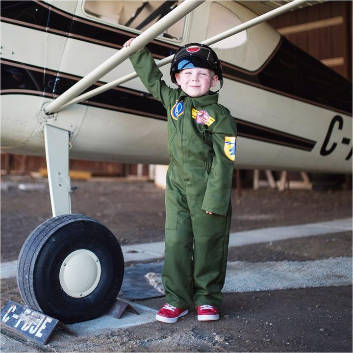 Image du produit Creative Education Set de pilote, 5-6 ans combinaison vert foncé, casque de pilote (116)