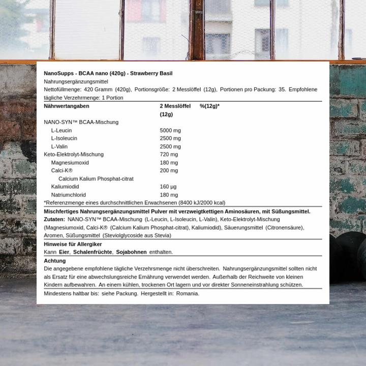 Actual product image Nanosupps BCAA nano (Strawberry-basil, 1 pcs., 420 g)
