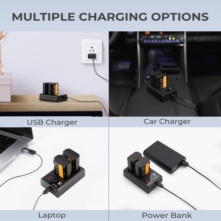 Actual product image K&F Concept FZ100 Digital Camera LED Dual Channel Charger with Type C Charging Cable (Camera battery charger)