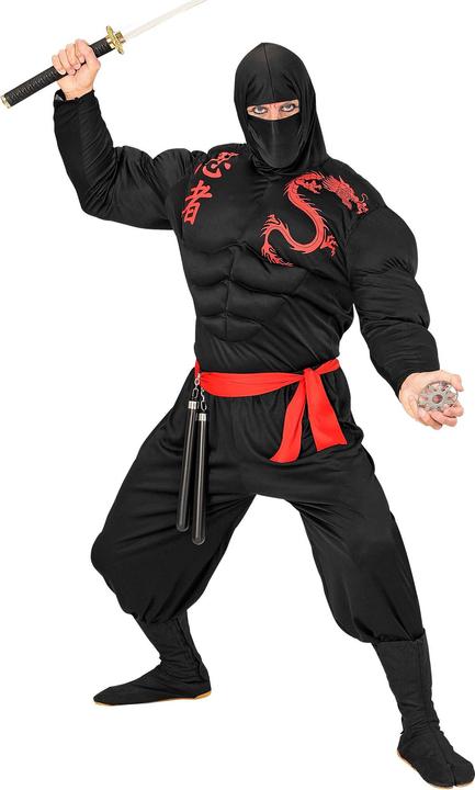 Produktbild Widmann SUPER MUSKEL NINJA (Muskelshirt mit Kapuze, Gesichtsmaske, Hose, Gürtel), XL (XL)
