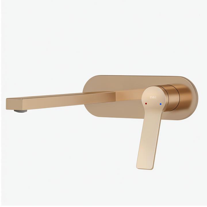 Emke Bathroom tap, rose gold brass, mixer tap for washbasin, kitchen tap with aerator, ceramics