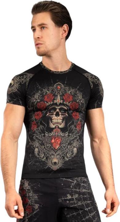 Venum Santa Muerte 5.0 Short Sleeve Rashguard Deep Black Gold